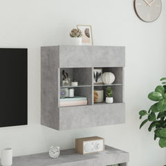 vidaXL TV Wall Cabinet with LED Lights Concrete Grey 58,5x30x60,5 cm 4
