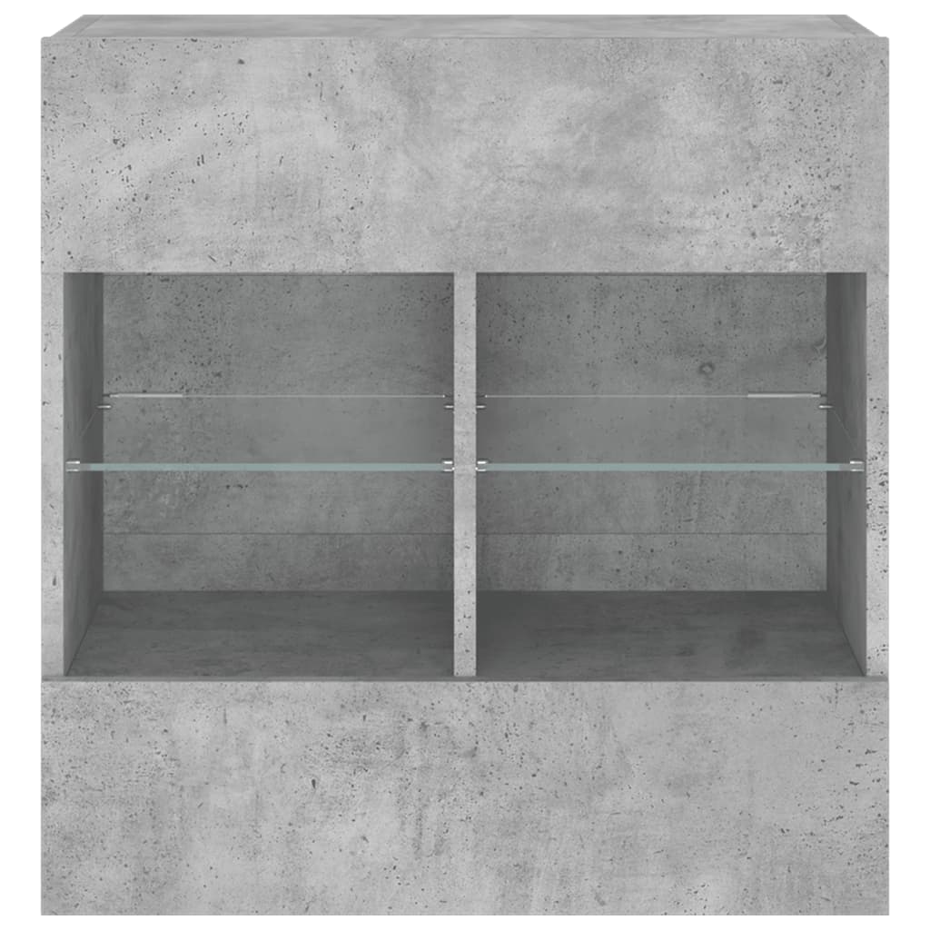 vidaXL TV Wall Cabinet with LED Lights Concrete Grey 58,5x30x60,5 cm 6