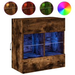 vidaXL TV Wall Cabinet with LED Lights Smoked Oak 58,5x30x60,5 cm 2