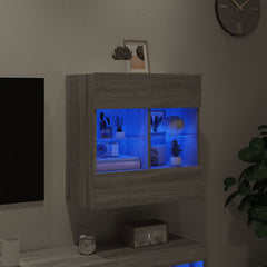 vidaXL TV Wall Cabinet with LED Lights Grey Sonoma 58,5x30x60,5 cm 3