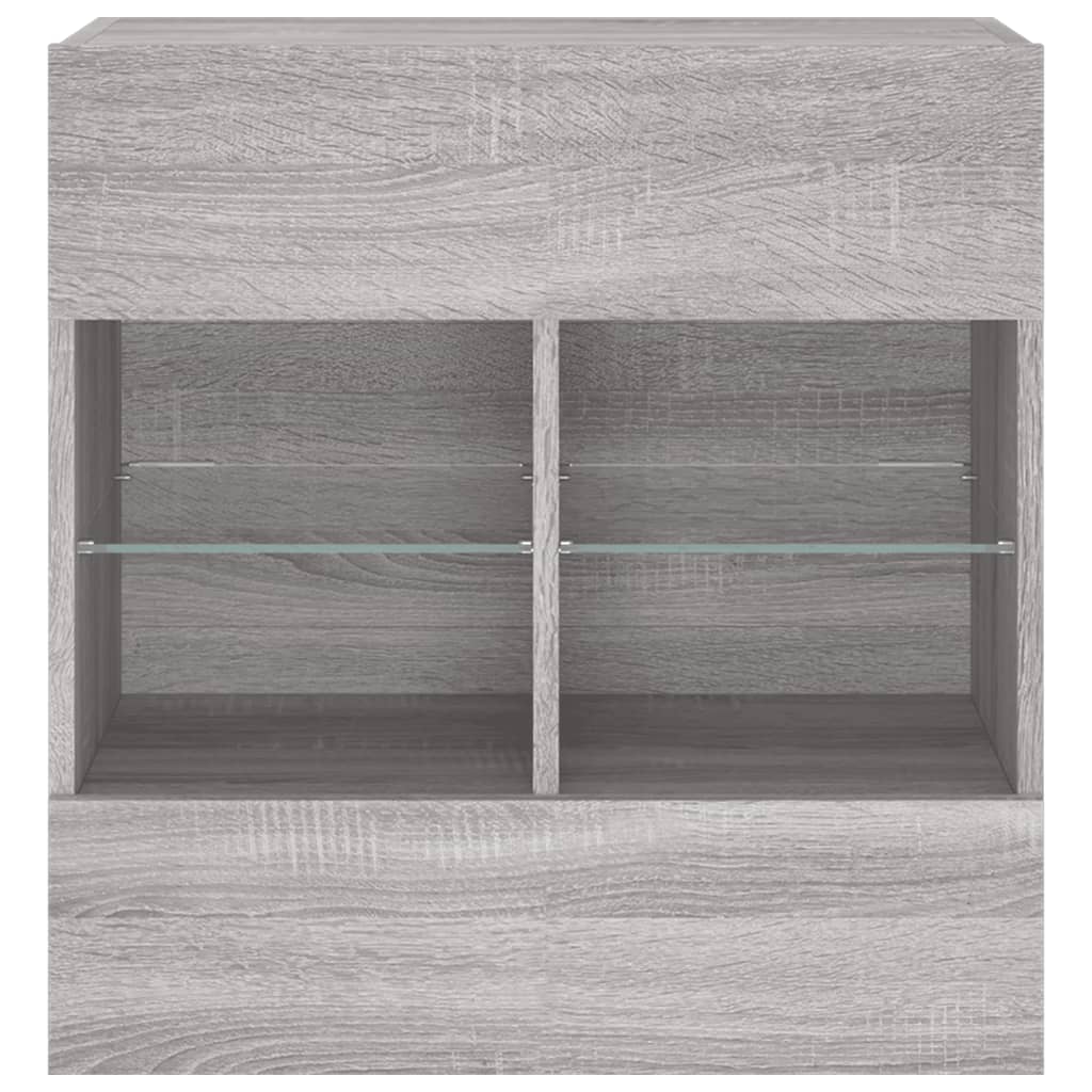 vidaXL TV Wall Cabinet with LED Lights Grey Sonoma 58,5x30x60,5 cm 6