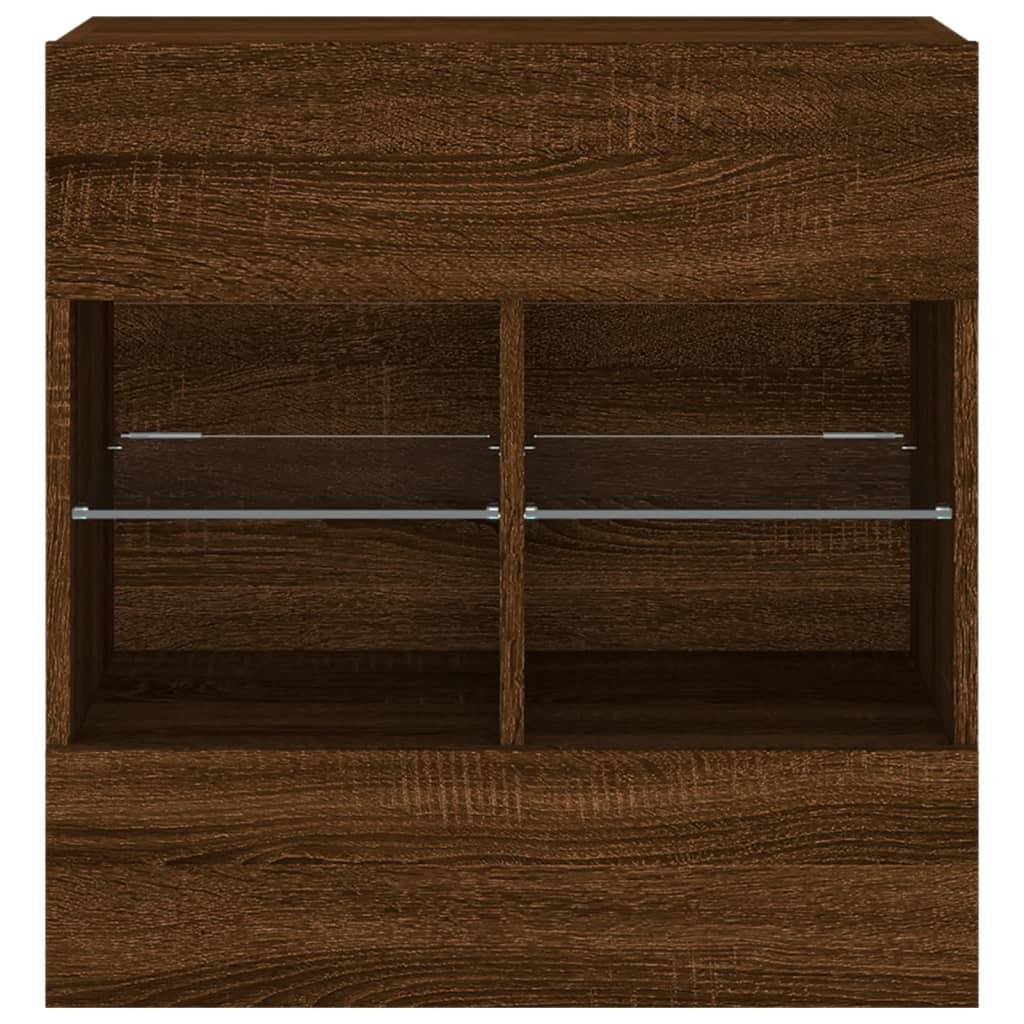 vidaXL TV Wall Cabinet with LED Lights Brown Oak 58,5x30x60,5 cm 6