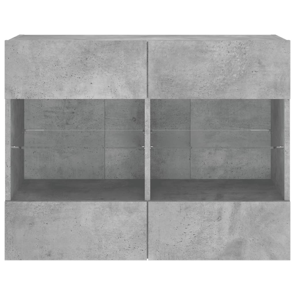 vidaXL TV Wall Cabinet with LED Lights Concrete Grey 78,5x30x60,5 cm 6