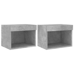 vidaXL Bedside Cabinets with LED Lights Wall-mounted 2 pcs Concrete Grey 2