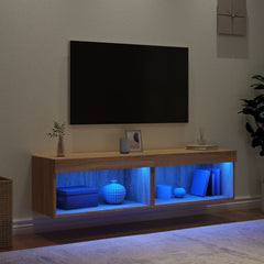vidaXL TV Cabinets with LED Lights 2 pcs Sonoma Oak 60x30x30 cm 3