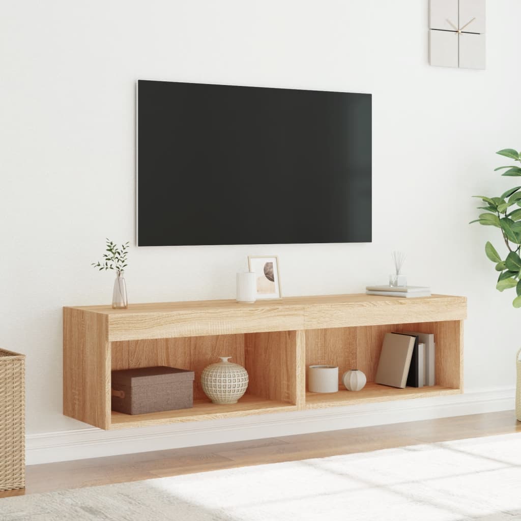vidaXL TV Cabinets with LED Lights 2 pcs Sonoma Oak 60x30x30 cm 5
