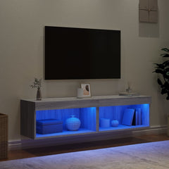 vidaXL TV Cabinets with LED Lights 2 pcs Grey Sonoma 60x30x30 cm 4