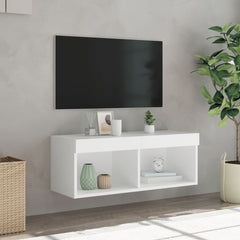 vidaXL TV Cabinet with LED Lights White 80x30x30 cm 5