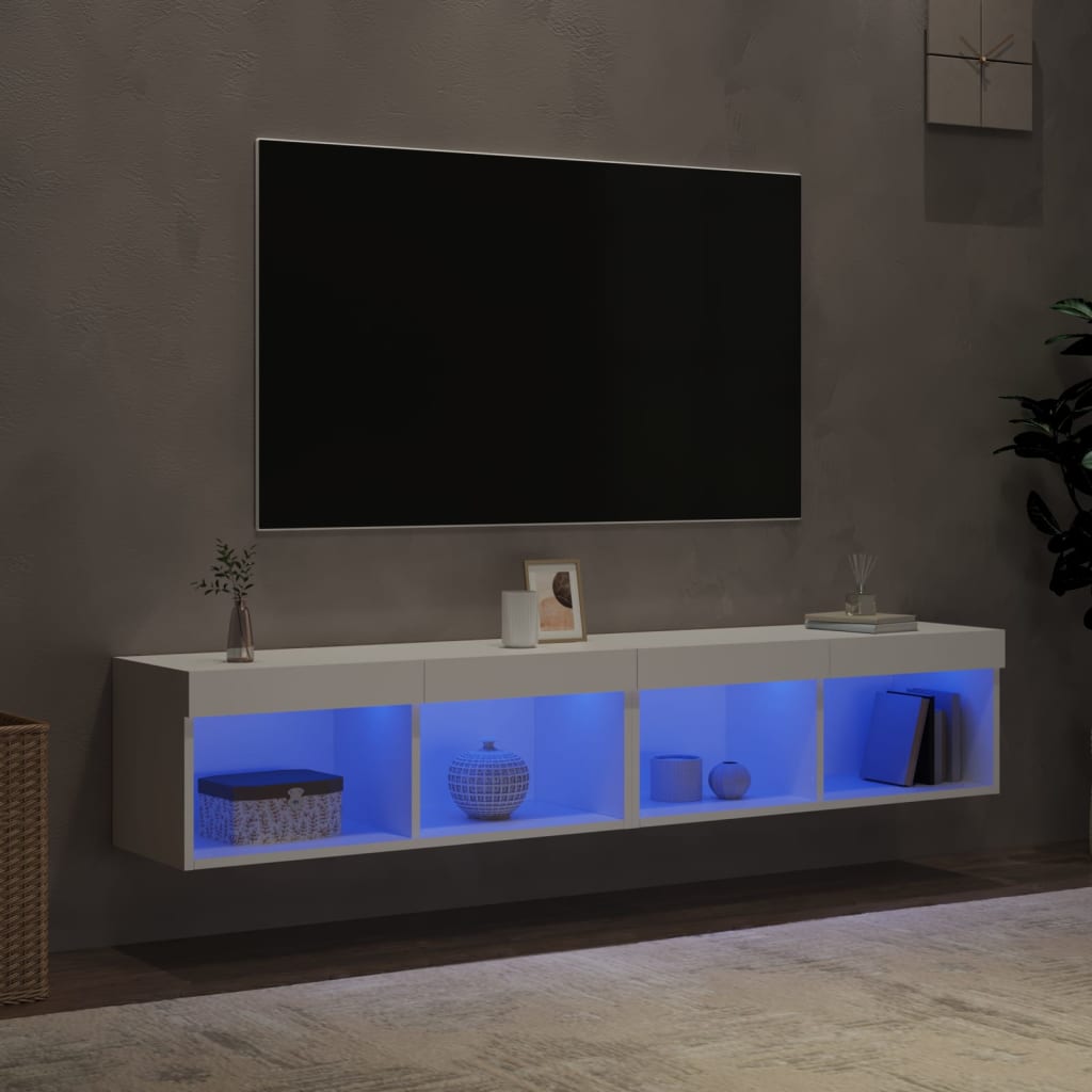 TV Cabinet Set with LED Lights 80x30x30 cm 2 pcs White