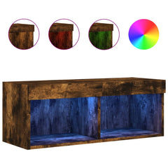 TV Cabinet with LED Lights 80x30x30 cm 1 Width 80 cm Smoked oak
