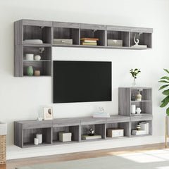 vidaXL TV Cabinet with LED Lights Grey Sonoma 80x30x30 cm 4