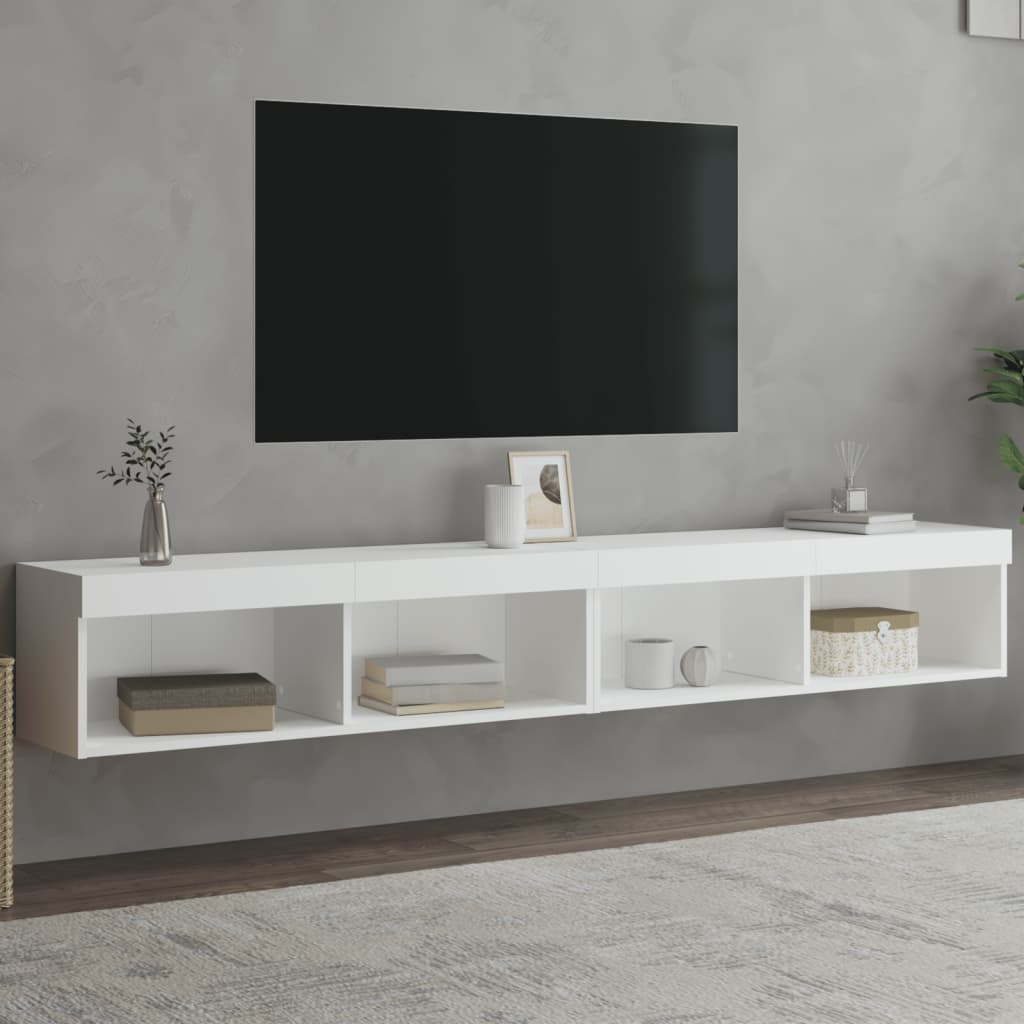 TV Cabinet Set with LED Lights 100x30x30 cm 2 pcs White