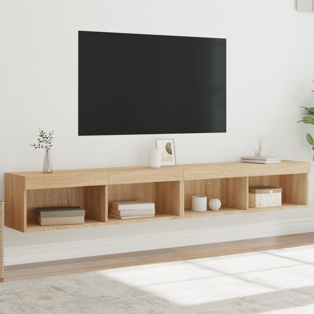 TV Cabinet Set with LED Lights 100x30x30 cm 2 pcs Sonoma oak