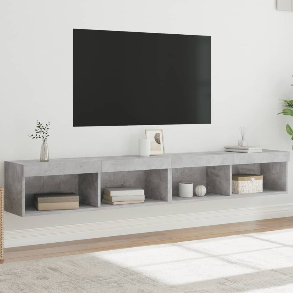 TV Cabinet Set with LED Lights 100x30x30 cm 2 pcs Concrete grey