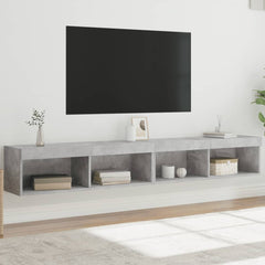 TV Cabinet Set with LED Lights 100x30x30 cm 2 pcs Concrete grey