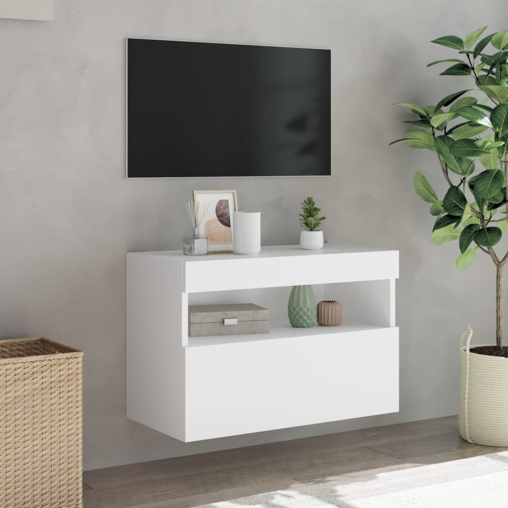 vidaXL TV Wall Cabinet with LED Lights White 60x30x40 cm 5