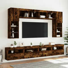 vidaXL TV Wall Cabinet with LED Lights Smoked Oak 60x30x40 cm 6