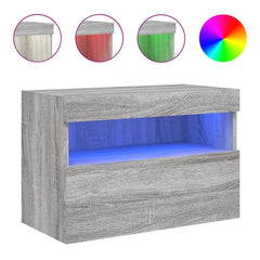 vidaXL TV Wall Cabinet with LED Lights Grey Sonoma 60x30x40 cm 2