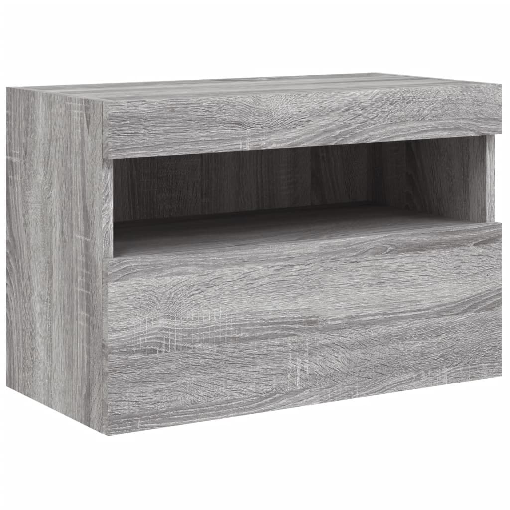 vidaXL TV Wall Cabinet with LED Lights Grey Sonoma 60x30x40 cm 3