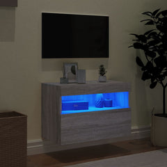 vidaXL TV Wall Cabinet with LED Lights Grey Sonoma 60x30x40 cm 4