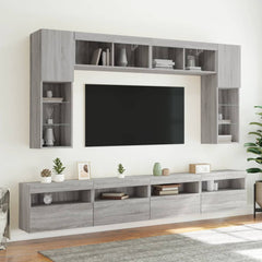 vidaXL TV Wall Cabinet with LED Lights Grey Sonoma 60x30x40 cm 6