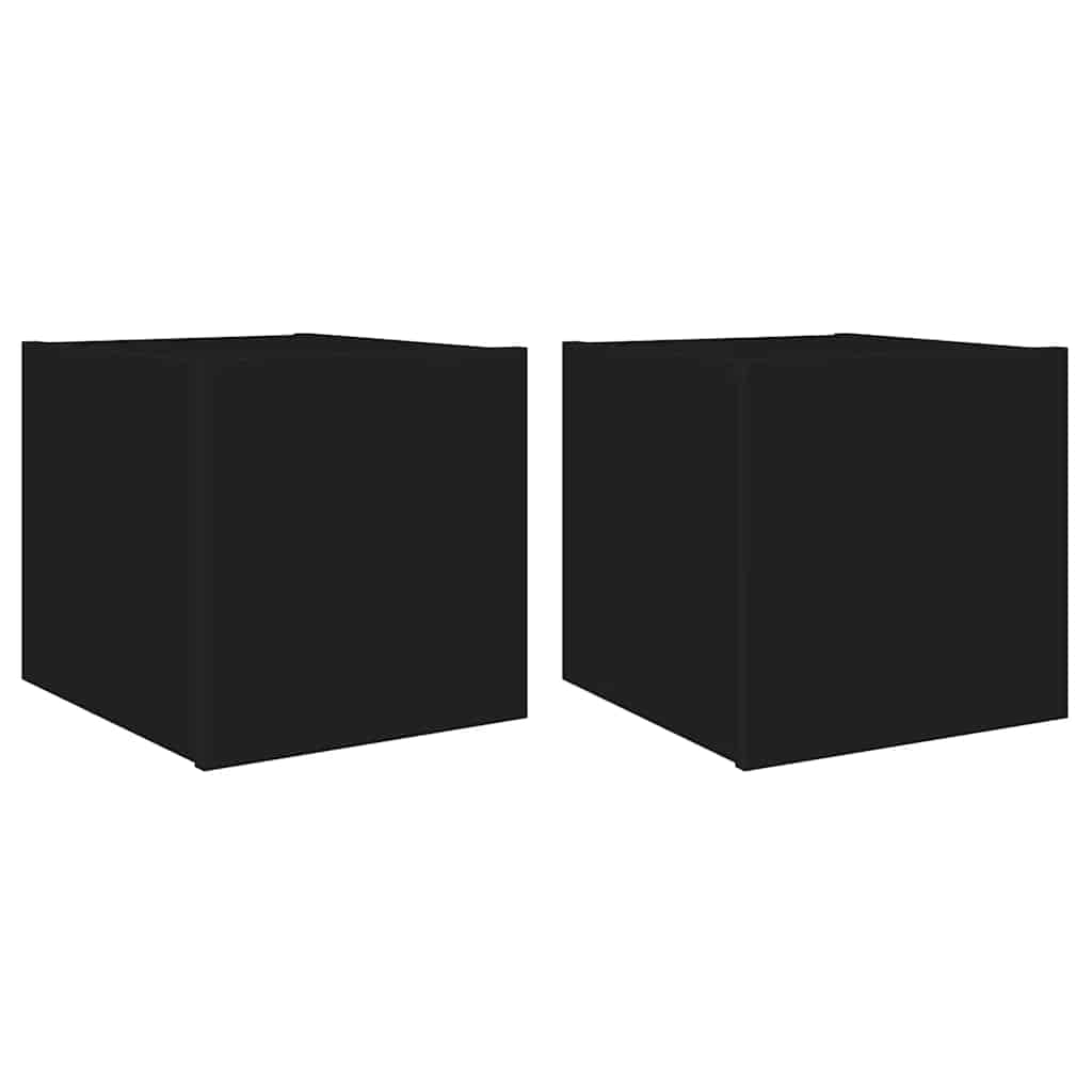 vidaXL TV Wall Cabinets with LED Lights 2 pcs Black 30.5x35x30 cm 2