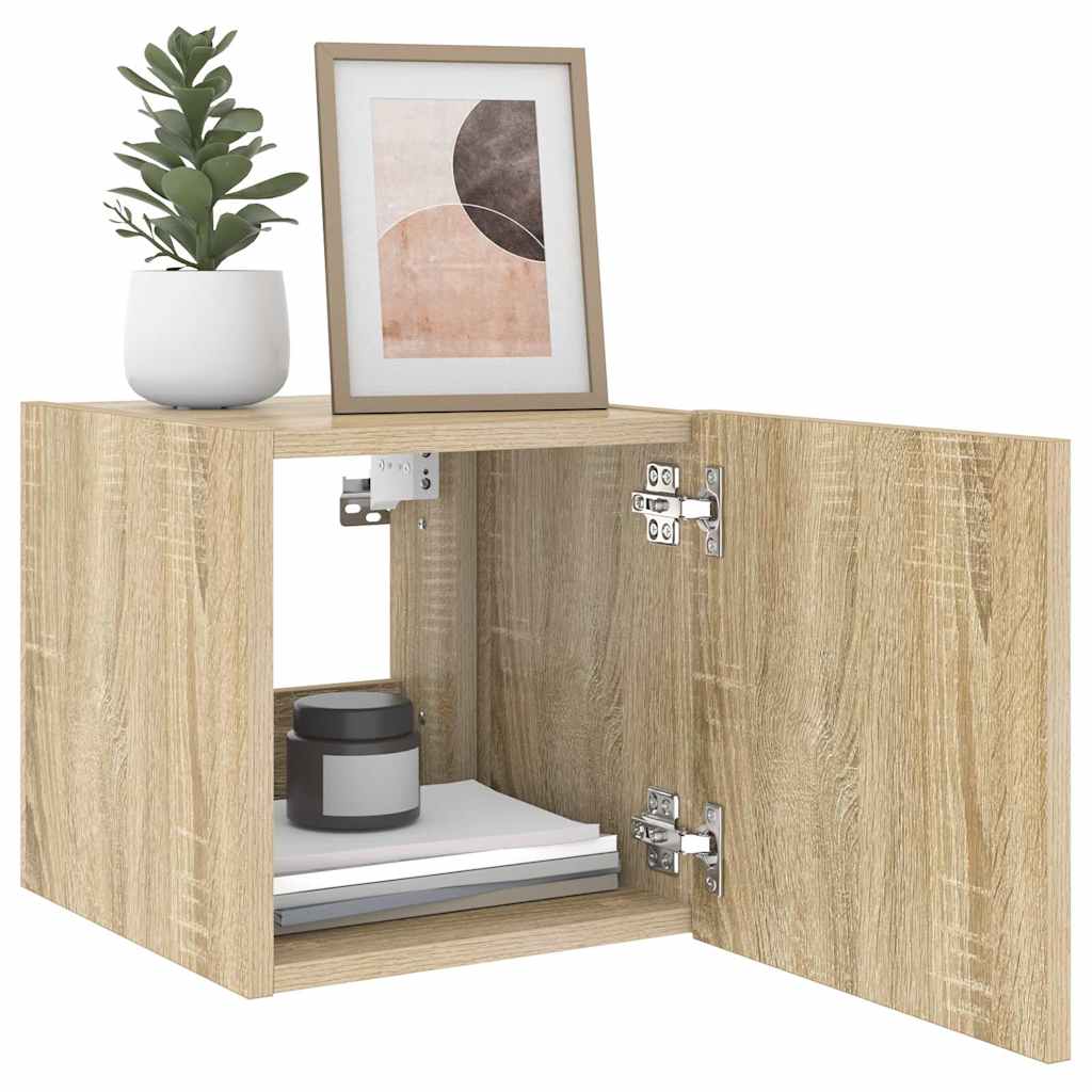 vidaXL TV Wall Cabinets with LED Lights 2 pcs Sonoma Oak 30.5x35x30 cm 6