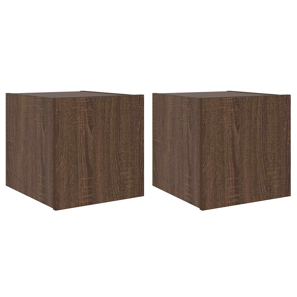 vidaXL TV Wall Cabinets with LED Lights 2 pcs Brown Oak 30.5x35x30 cm 2