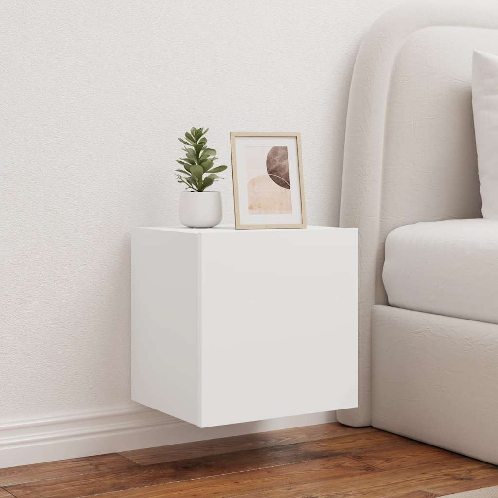 TV Wall Cabinets with LED Lights 40.5x35x40 cm 2 pcs White