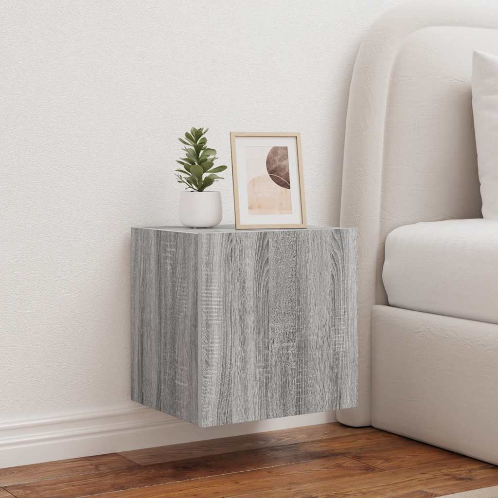 TV Wall Cabinets with LED Lights 40.5x35x40 cm 2 pcs Grey sonoma