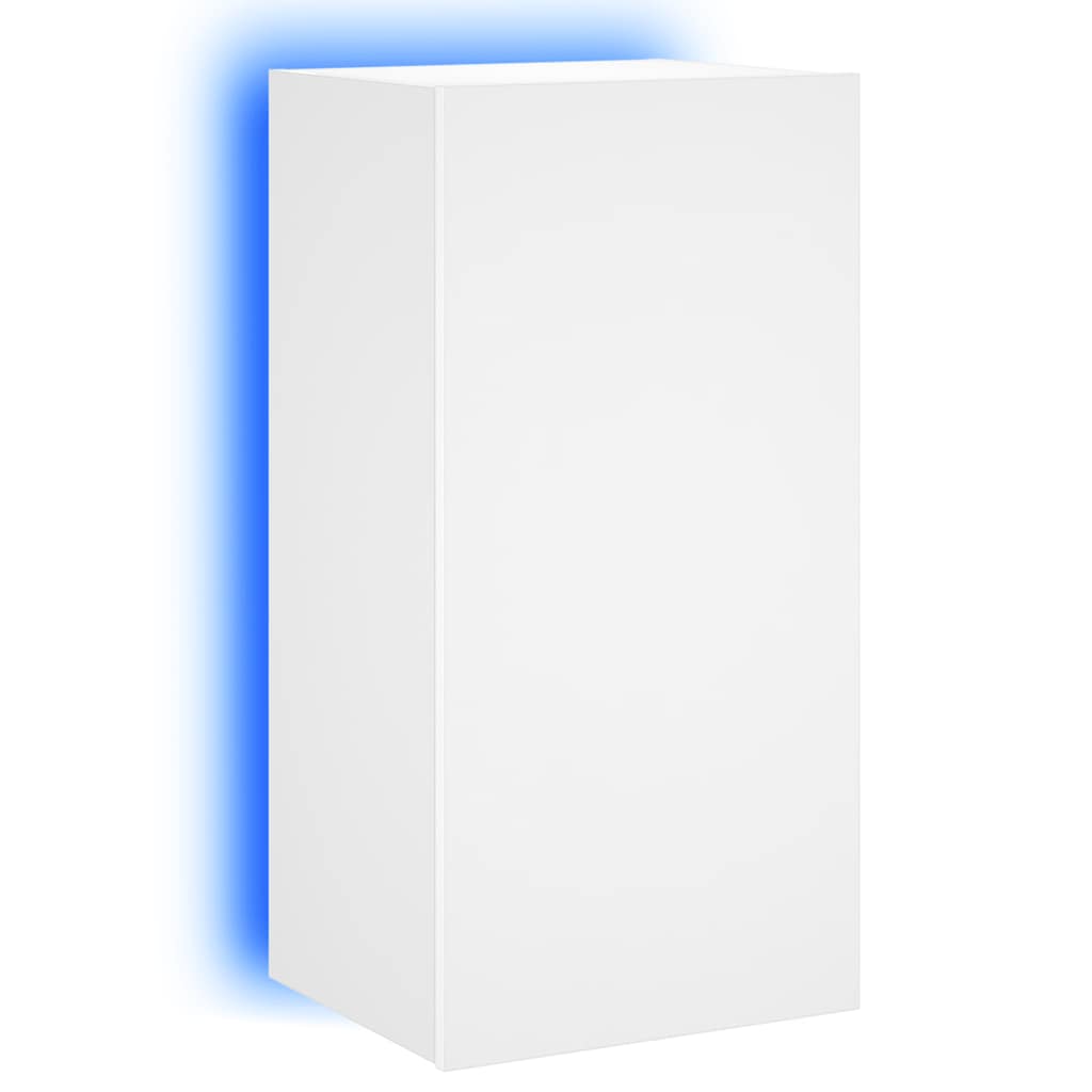 vidaXL TV Wall Cabinet with LED Lights White 40.5x35x80 cm 2