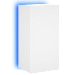 vidaXL TV Wall Cabinet with LED Lights White 40.5x35x80 cm 2