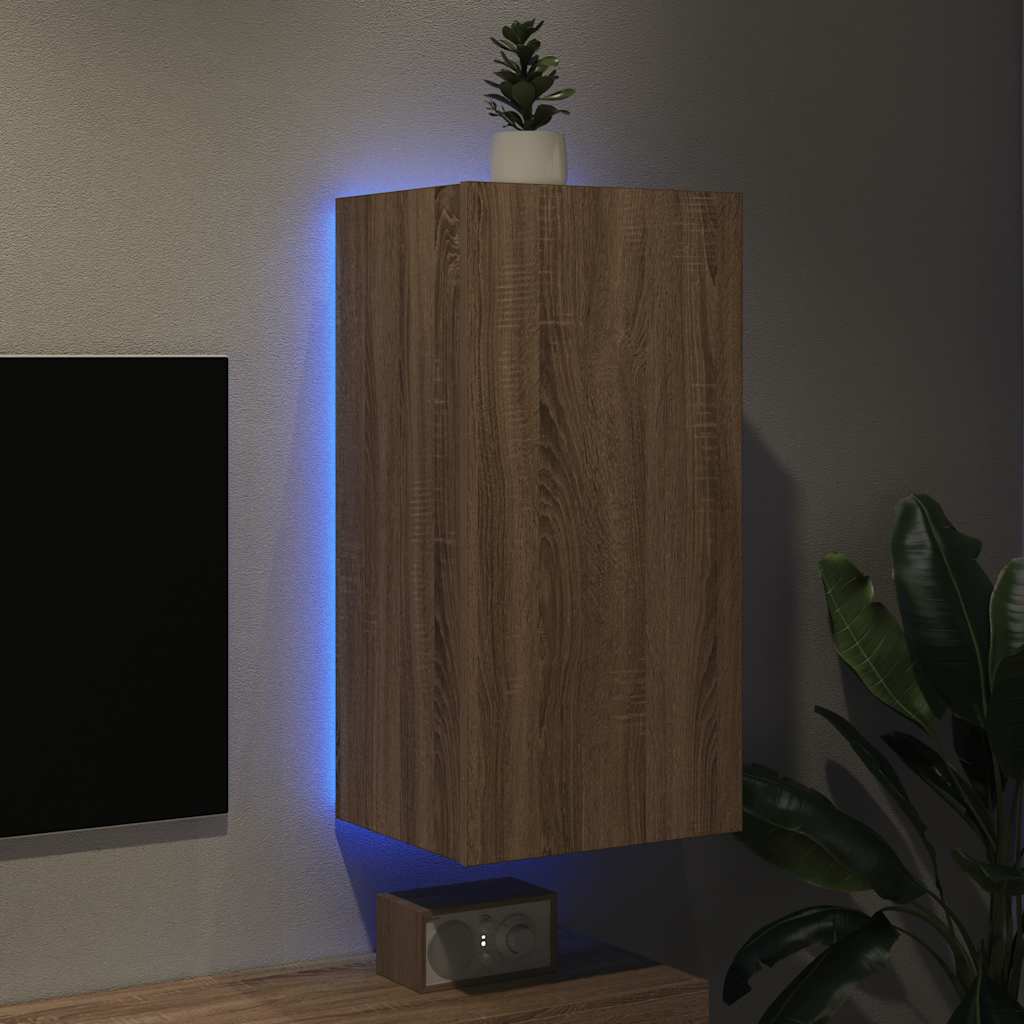 vidaXL TV Wall Cabinet with LED Lights Sonoma Oak 40.5x35x80 cm 3