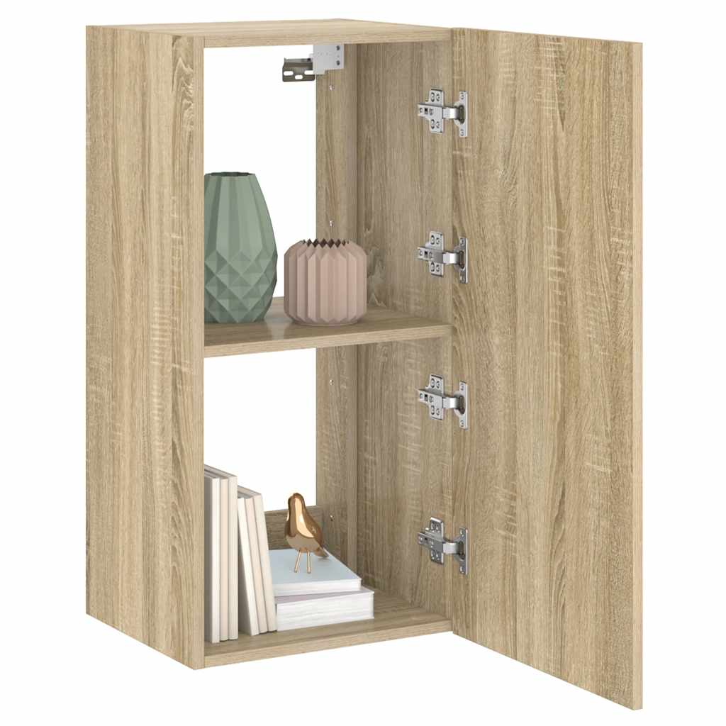 vidaXL TV Wall Cabinet with LED Lights Sonoma Oak 40.5x35x80 cm 5