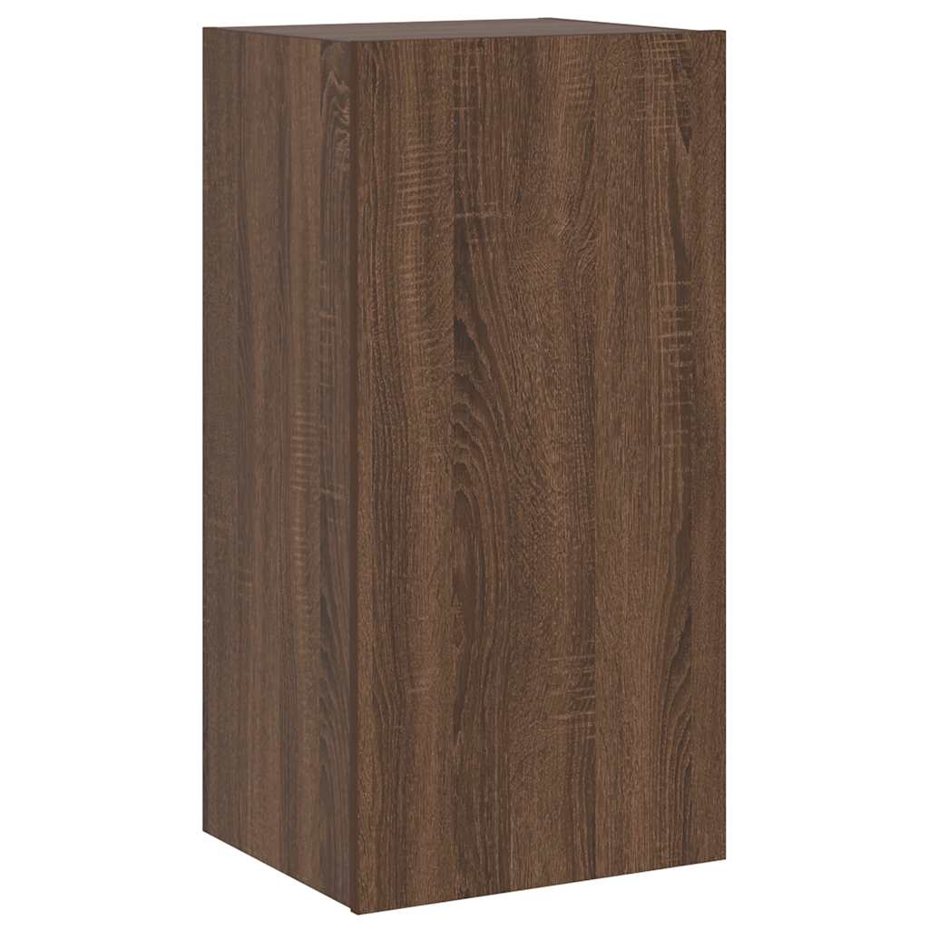 vidaXL TV Wall Cabinet with LED Lights Brown Oak 40.5x35x80 cm 6