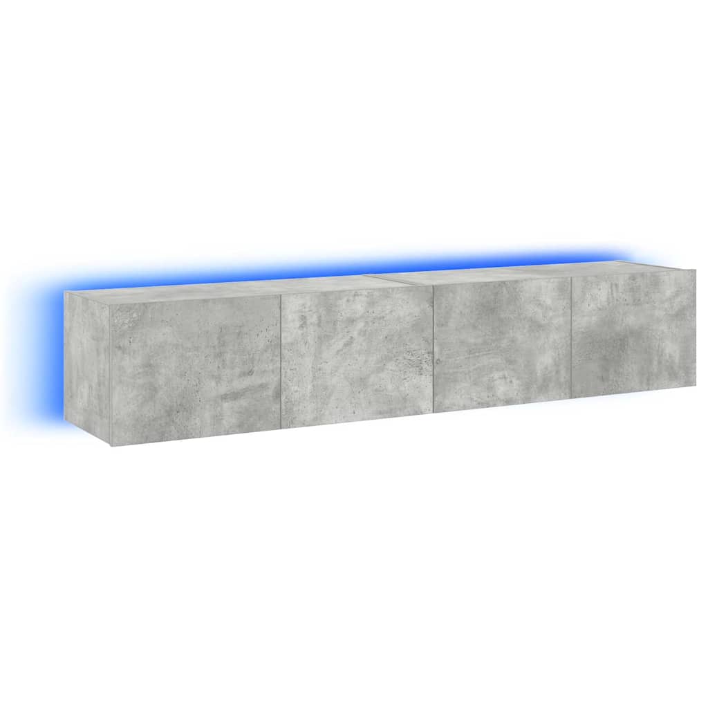 TV Wall Cabinets with LED Lights 80x35x31 cm 2 pcs Concrete grey