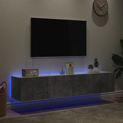 vidaXL TV Wall Cabinets with LED Lights 2 pcs Concrete Grey 80x35x31 cm 3
