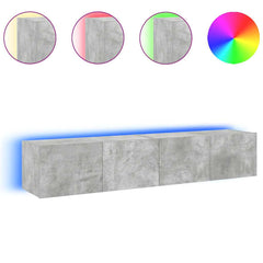 vidaXL TV Wall Cabinets with LED Lights 2 pcs Concrete Grey 80x35x31 cm 4