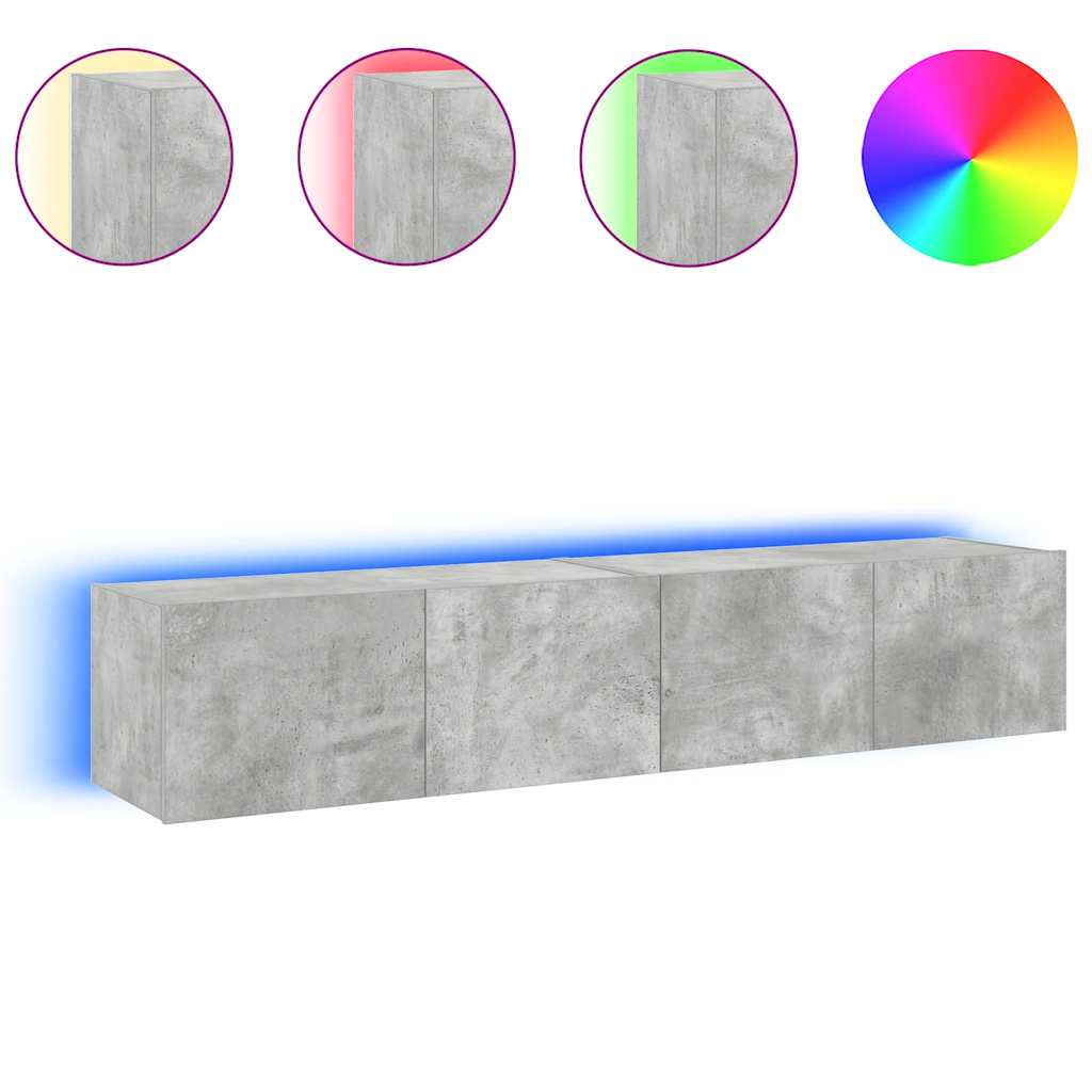 TV Wall Cabinets with LED Lights 80x35x31 cm 2 pcs Concrete grey