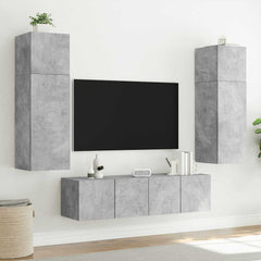 vidaXL TV Wall Cabinets with LED Lights 2 pcs Concrete Grey 80x35x31 cm 5