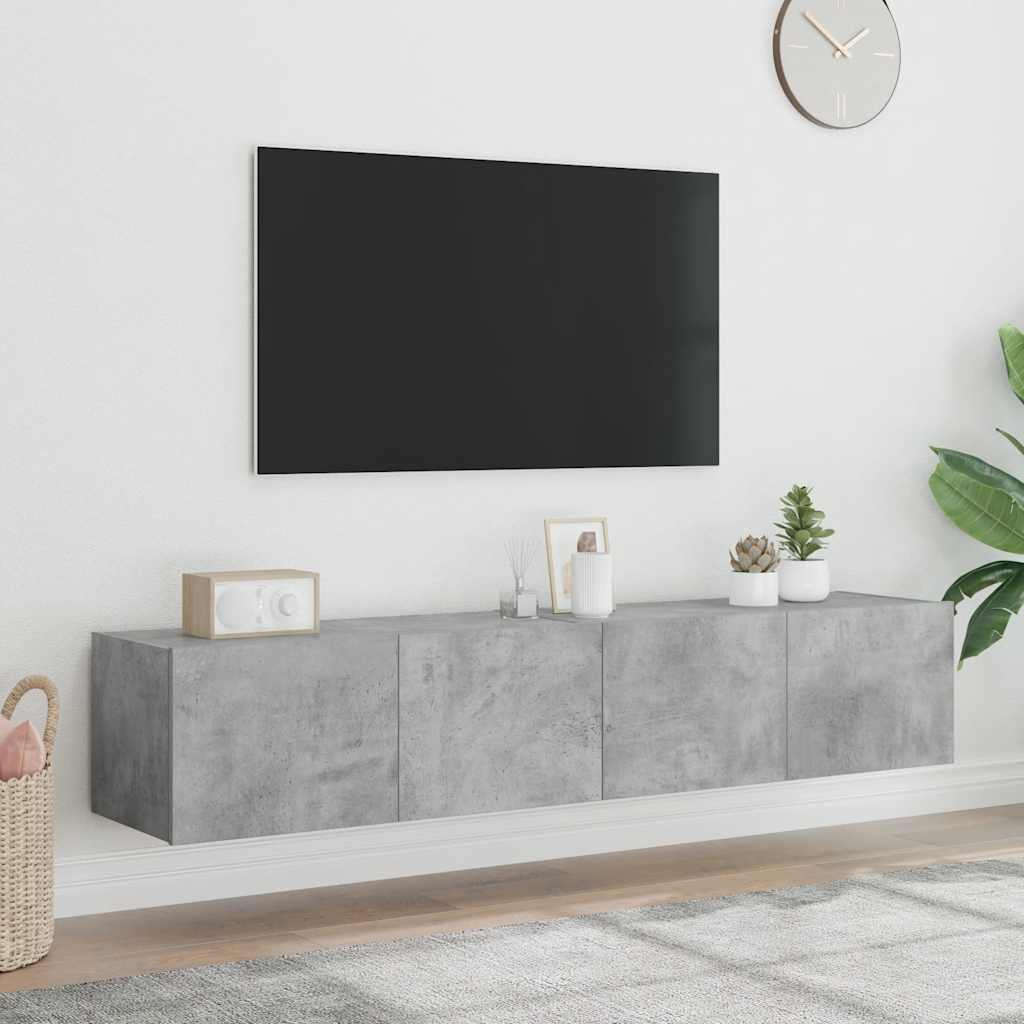 TV Wall Cabinets with LED Lights 80x35x31 cm 2 pcs Concrete grey