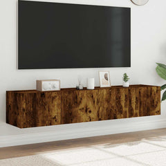 TV Wall Cabinets with LED Lights 80x35x31 cm 2 pcs Smoked oak