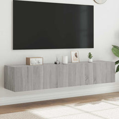TV Wall Cabinets with LED Lights 80x35x31 cm 2 pcs Grey sonoma