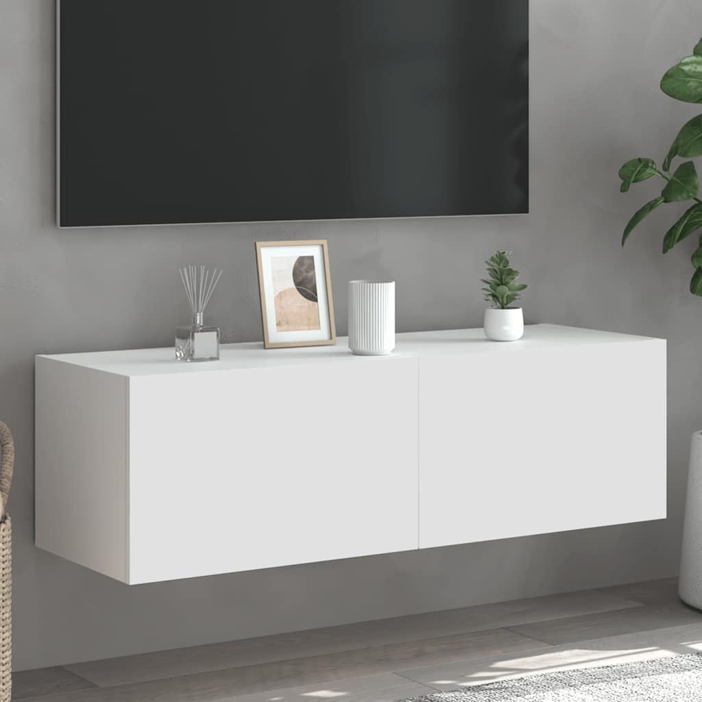 vidaXL TV Wall Cabinet with LED Lights Width 100 cm