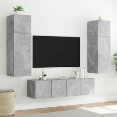 vidaXL TV Wall Cabinet with LED Lights Concrete Grey 60x35x41 cm 5