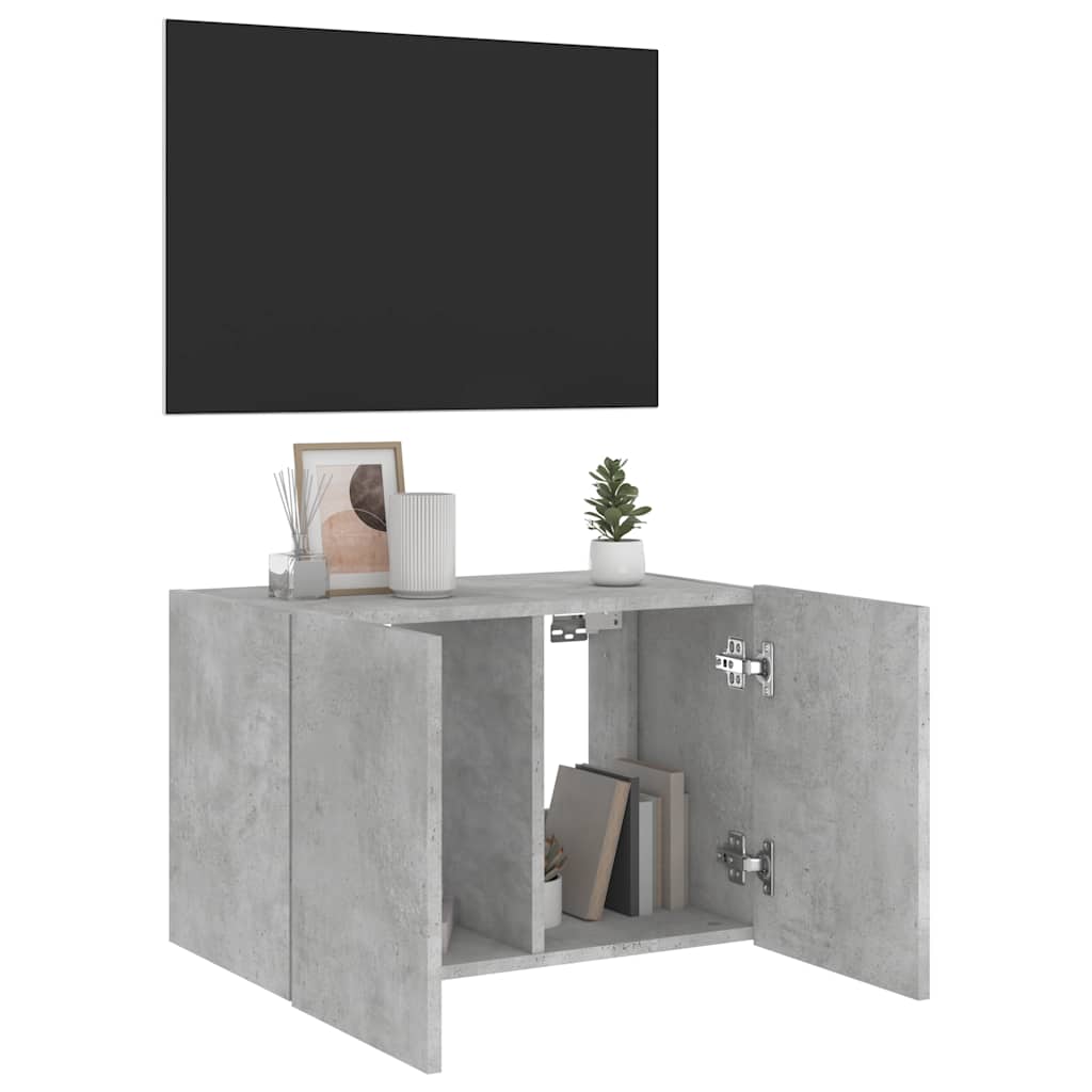 vidaXL TV Wall Cabinet with LED Lights Concrete Grey 60x35x41 cm 6