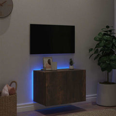 vidaXL TV Wall Cabinet with LED Lights Smoked Oak 60x35x41 cm 4