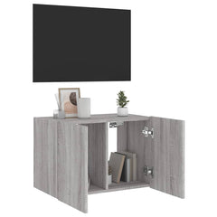 vidaXL TV Wall Cabinet with LED Lights Grey Sonoma 60x35x41 cm 6