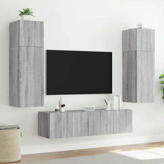 vidaXL TV Wall Cabinets with LED Lights 2 pcs Grey Sonoma 60x35x41 cm 6