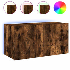 vidaXL TV Wall Cabinet with LED Lights Smoked Oak 80x35x41 cm 2